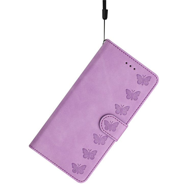 For iPhone 16 Case Butterfly Imprinted PU Leather Flip Protective Cover - Purple