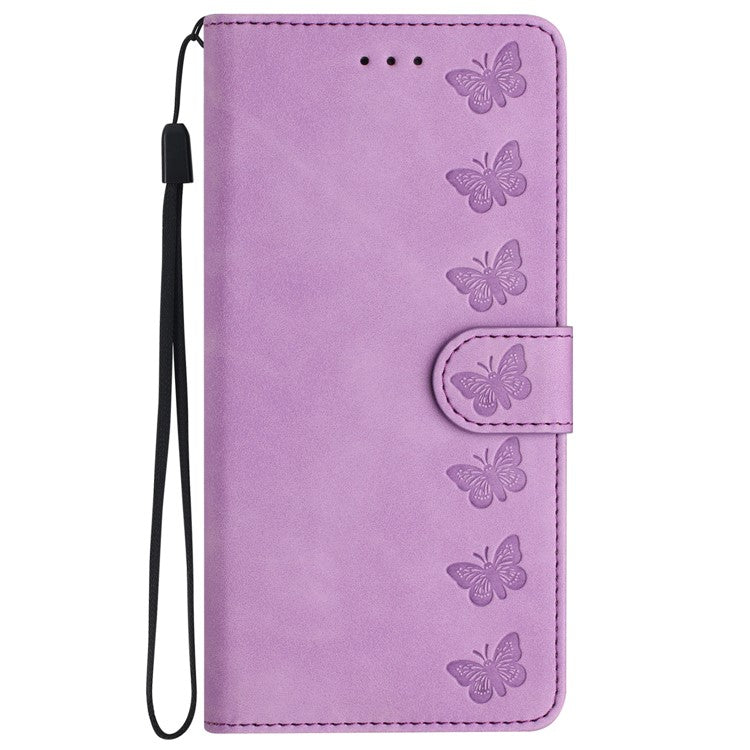 For iPhone 16 Case Butterfly Imprinted PU Leather Flip Protective Cover - Purple