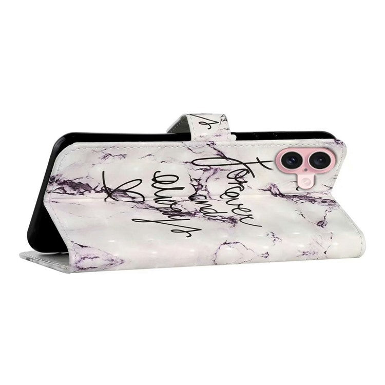 For iPhone 16 Case 3D Creative Pattern PU Leather Stand Phone Cover - Forever and Always