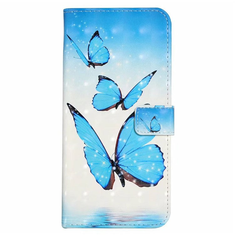 For iPhone 16 Case 3D Creative Pattern PU Leather Stand Phone Cover - Three Butterflies