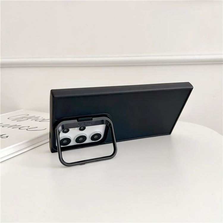For Samsung Galaxy S23 Ultra Case Invisible Kickstand Flexible TPU Phone Cover - Black