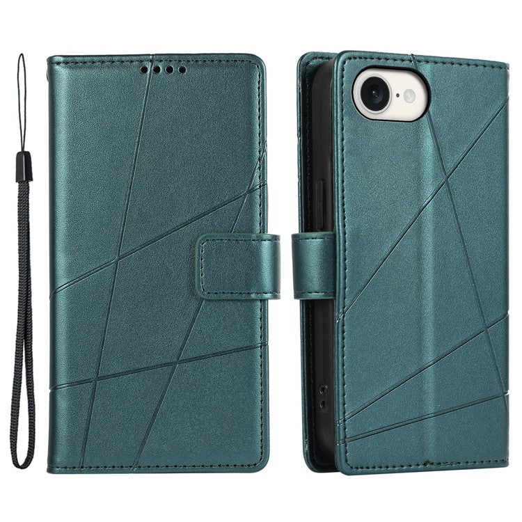 For iPhone 16e Case Line Imprint Wallet Cover Wholesale Cell Phone Accessories - Green