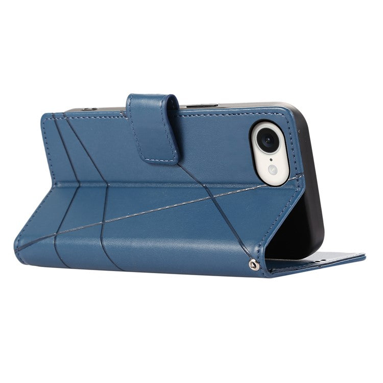 For iPhone 16e Case Line Imprint Wallet Cover Wholesale Cell Phone Accessories - Blue