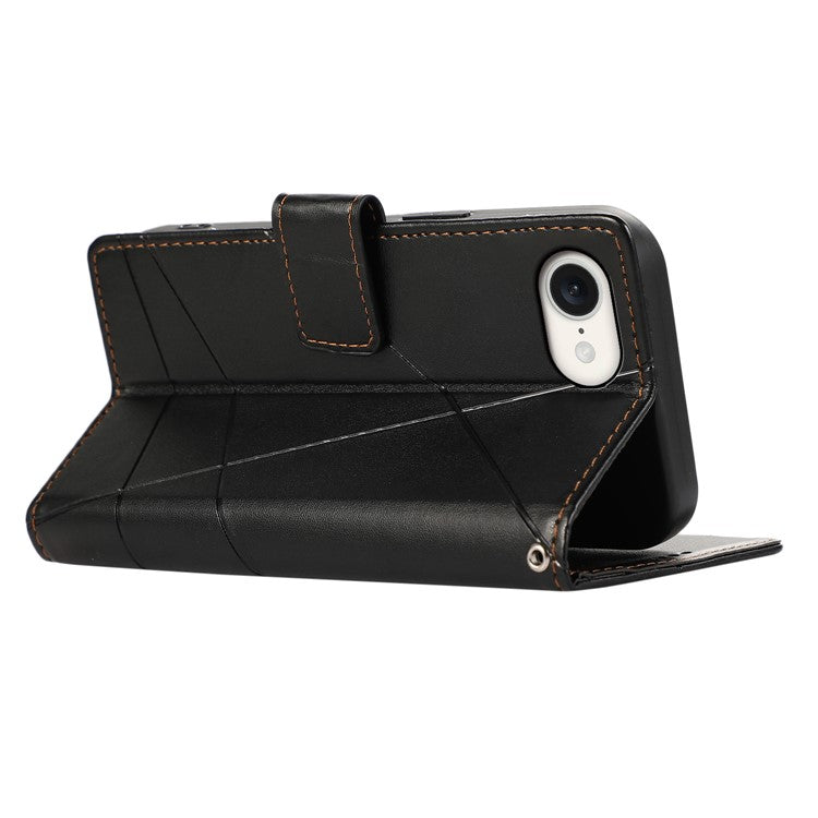 For iPhone 16e Case Line Imprint Wallet Cover Wholesale Cell Phone Accessories - Black