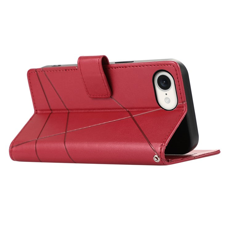 For iPhone 16e Case Line Imprint Wallet Cover Wholesale Cell Phone Accessories - Red