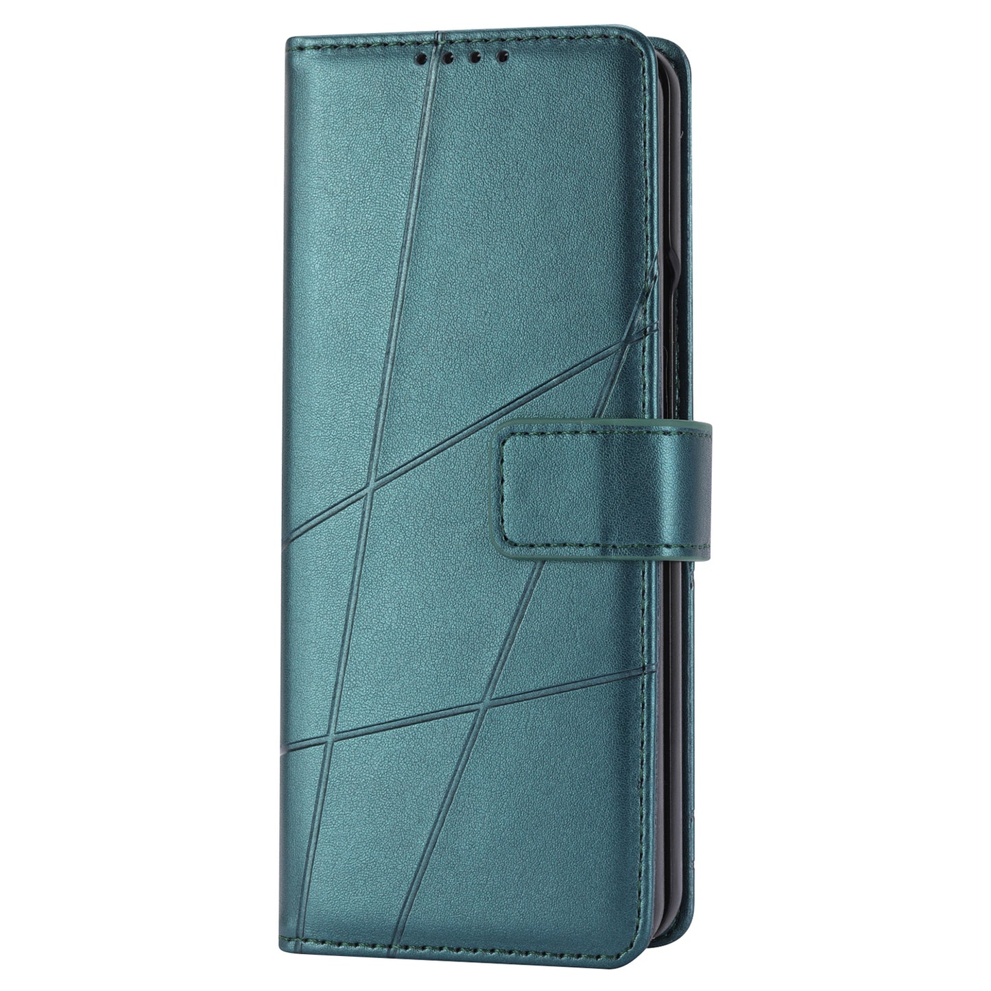 DF-06 For Samsung Galaxy Z Fold6 5G Wholesale Phone Case Line Imprint Leather Flip Wallet Cover - Green
