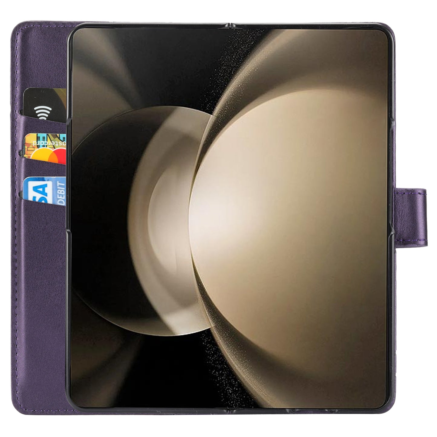 DF-06 For Samsung Galaxy Z Fold6 5G Wholesale Phone Case Line Imprint Leather Flip Wallet Cover - Purple