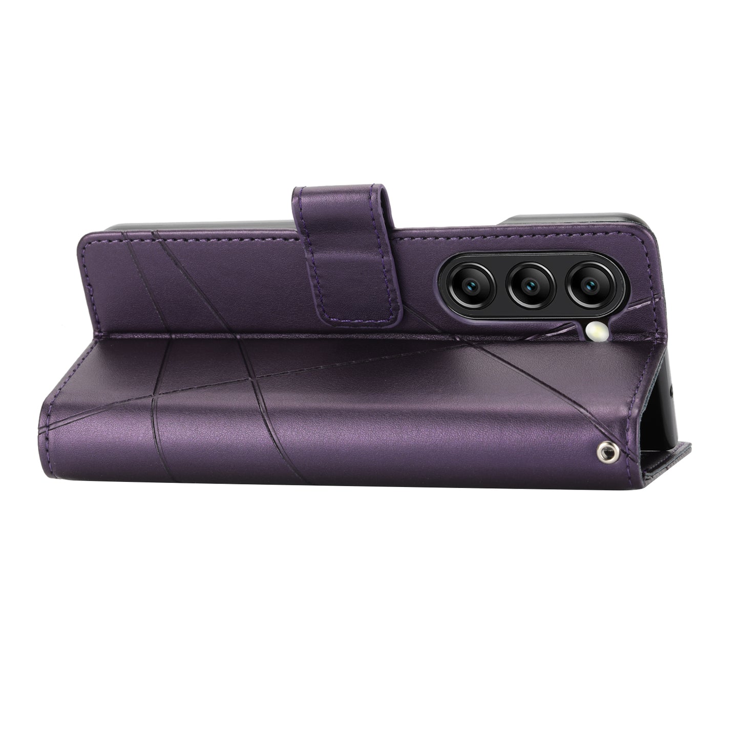 DF-06 For Samsung Galaxy Z Fold6 5G Wholesale Phone Case Line Imprint Leather Flip Wallet Cover - Purple