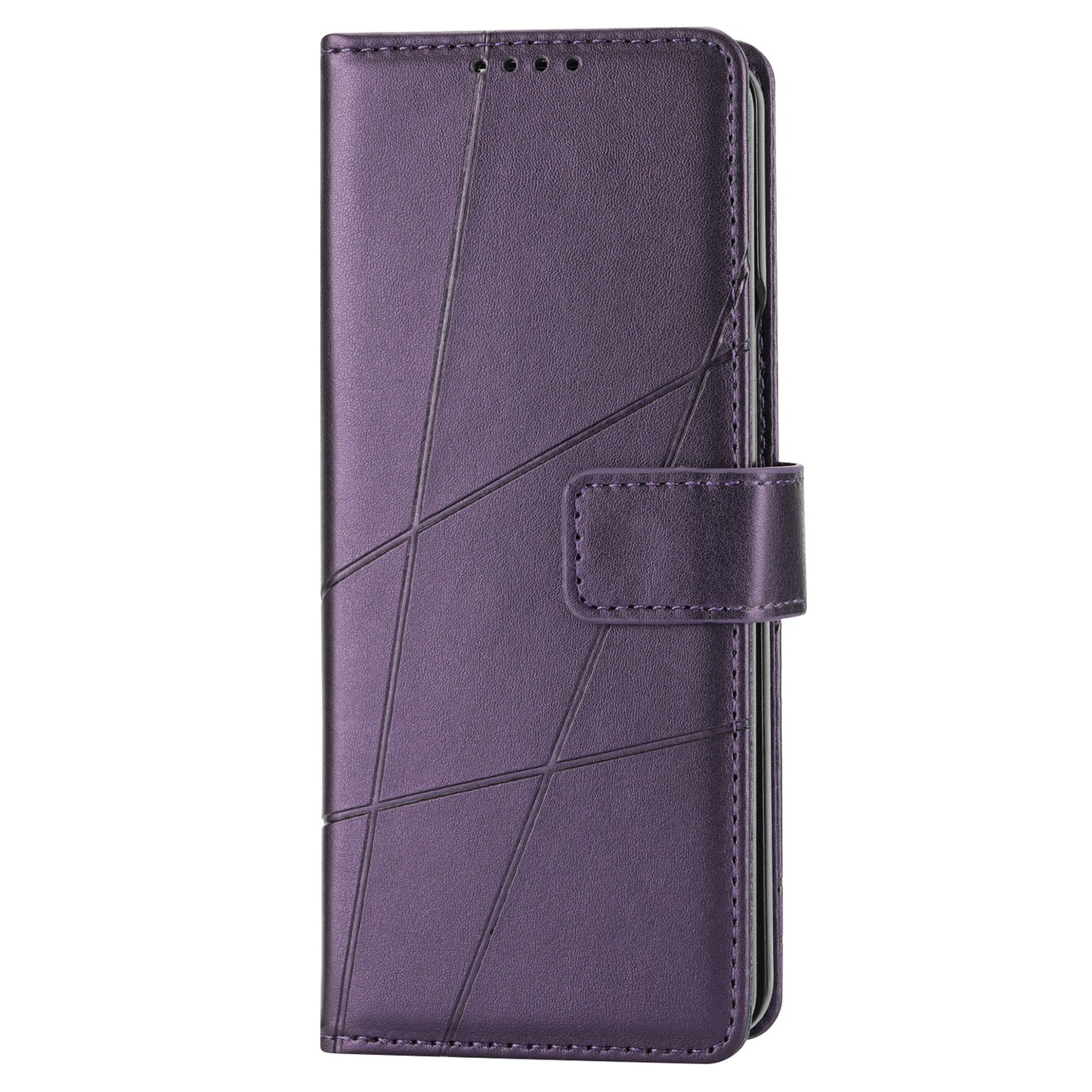 DF-06 For Samsung Galaxy Z Fold6 5G Wholesale Phone Case Line Imprint Leather Flip Wallet Cover - Purple