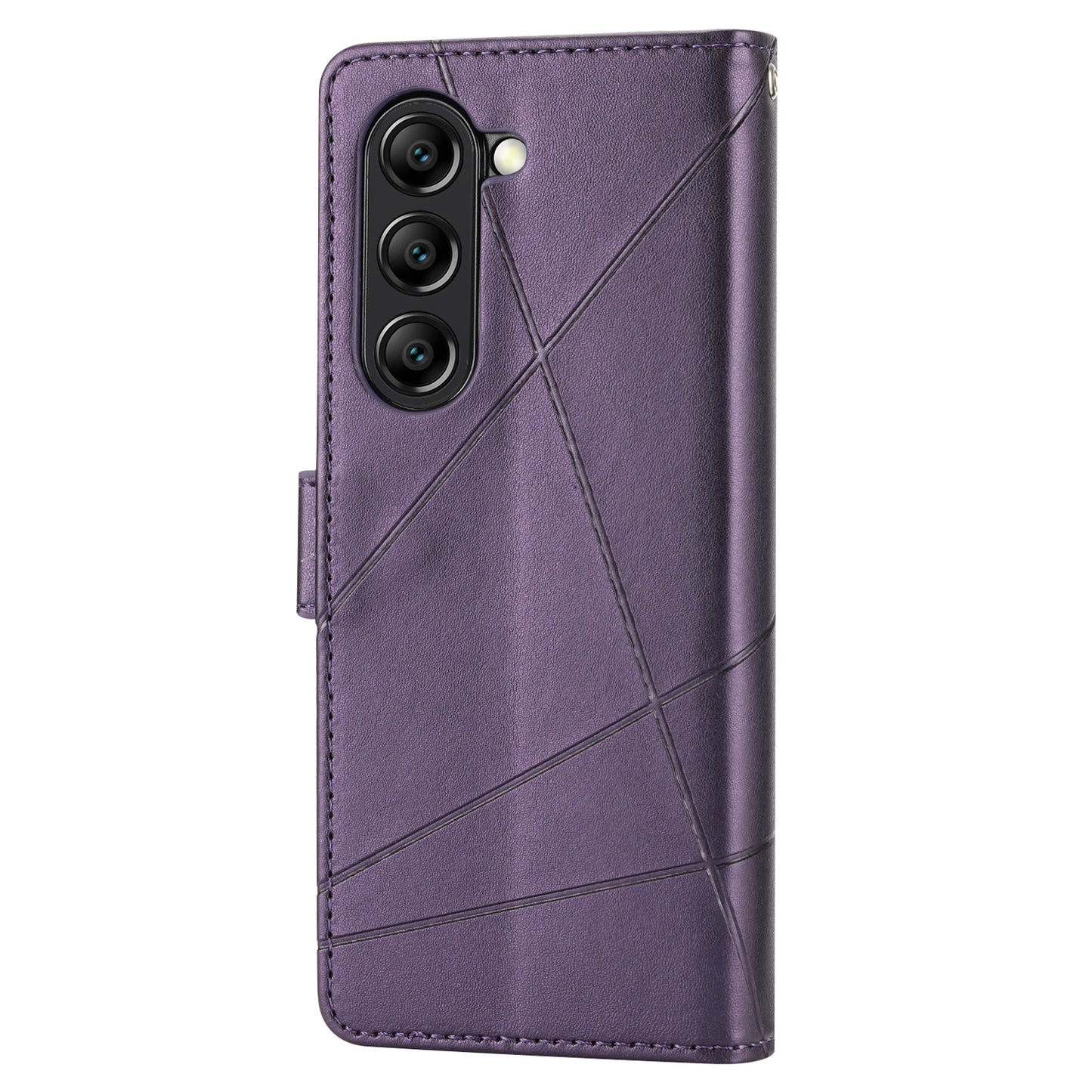 DF-06 For Samsung Galaxy Z Fold6 5G Wholesale Phone Case Line Imprint Leather Flip Wallet Cover - Purple
