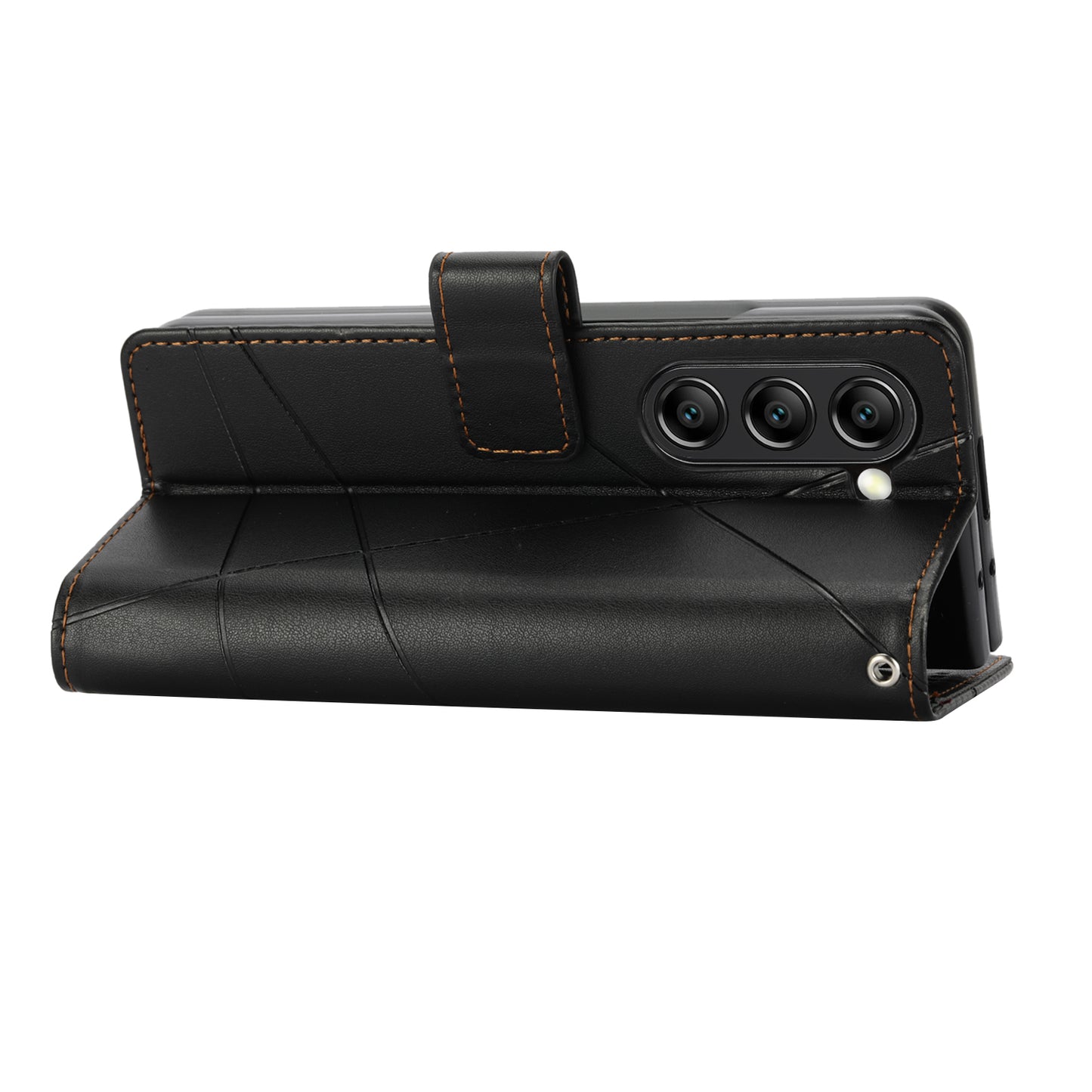 DF-06 For Samsung Galaxy Z Fold6 5G Wholesale Phone Case Line Imprint Leather Flip Wallet Cover - Black