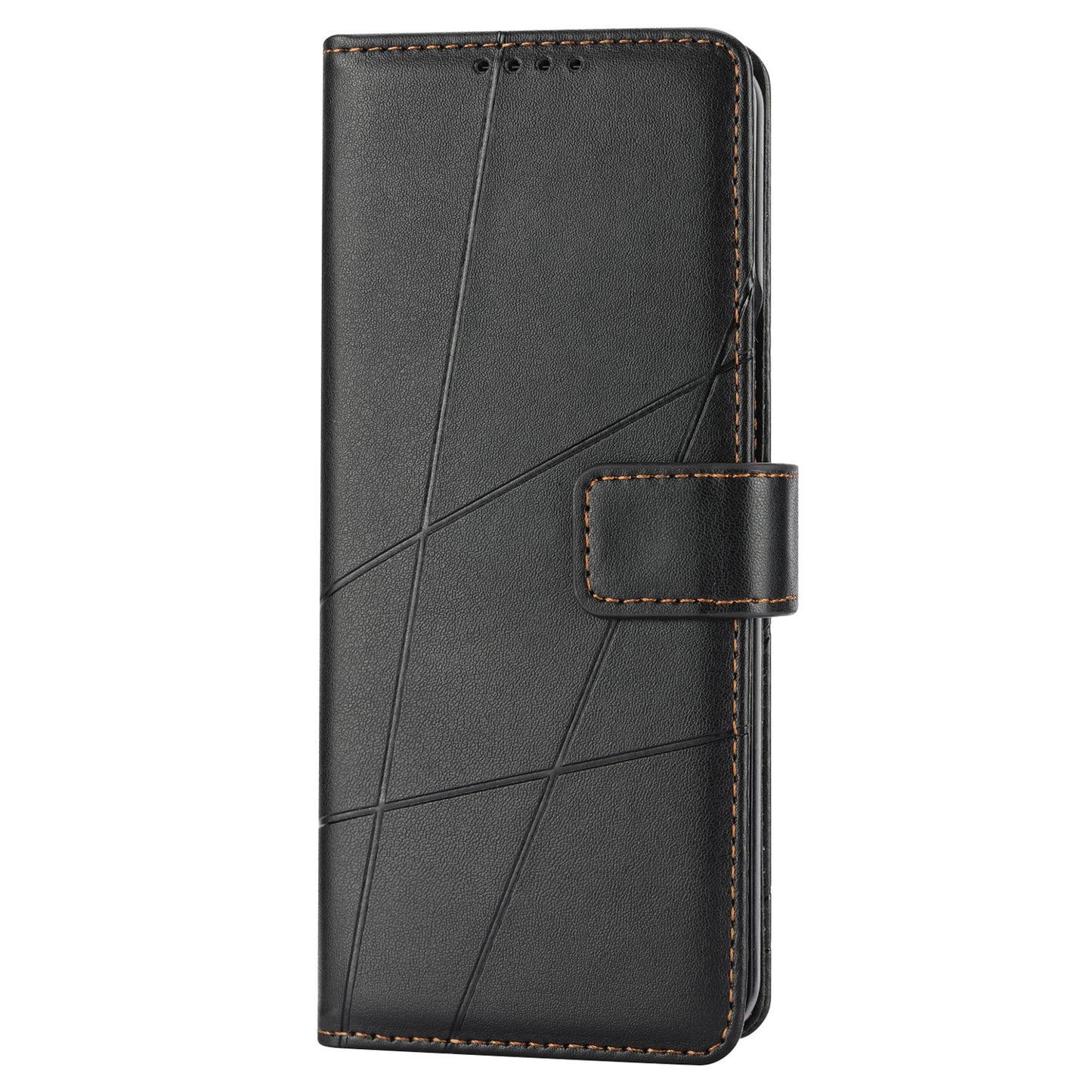 DF-06 For Samsung Galaxy Z Fold6 5G Wholesale Phone Case Line Imprint Leather Flip Wallet Cover - Black
