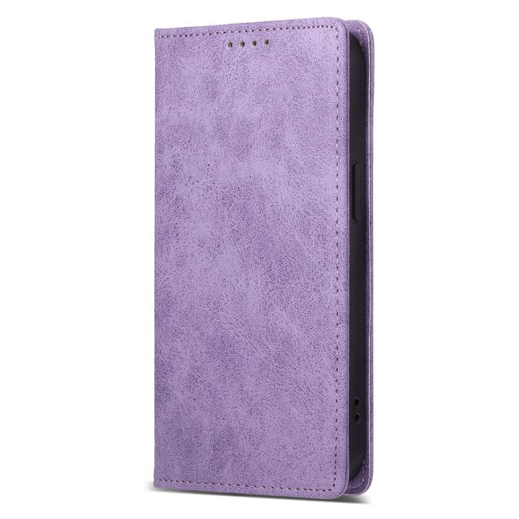 For iPhone 16e Case RFID Blocking PU Leather Magnetic Closure Flip Phone Cover - Purple