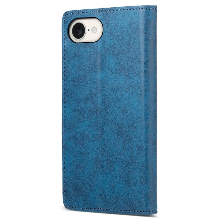 For iPhone 16e Case RFID Blocking PU Leather Magnetic Closure Flip Phone Cover - Blue