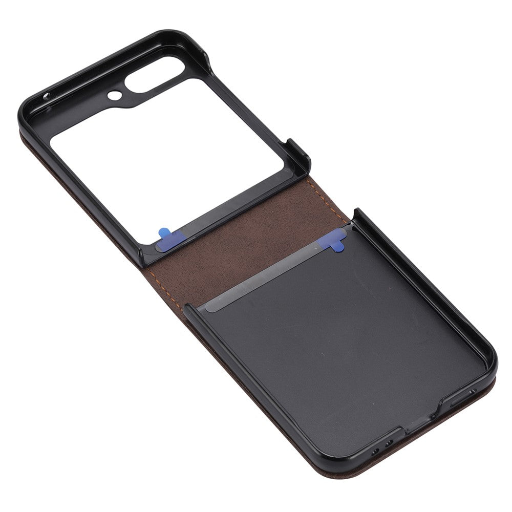 DF-05 For Samsung Galaxy Z Flip7 FE 5G / Z Flip6 5G Case PU Leather Magnetic Closure Phone Cover - Brown