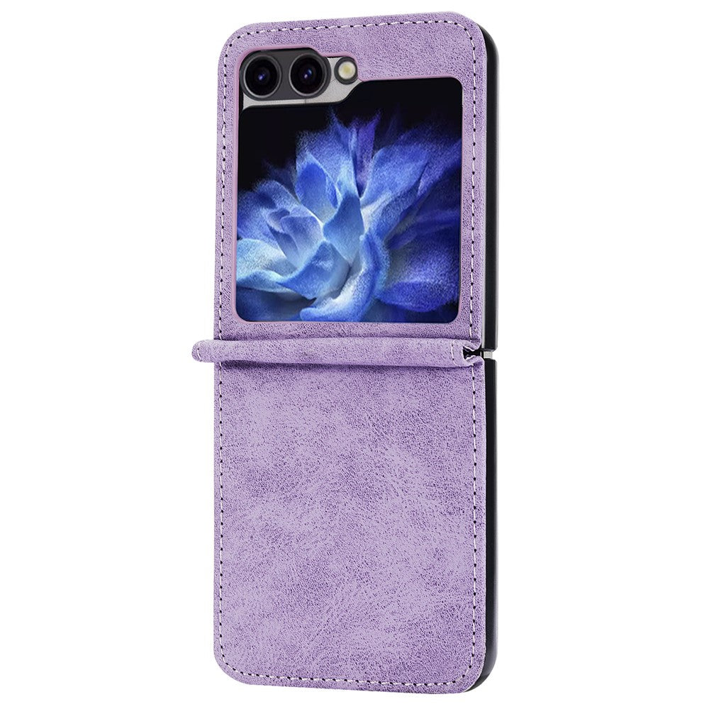 DF-05 For Samsung Galaxy Z Flip7 FE 5G / Z Flip6 5G Case PU Leather Magnetic Closure Phone Cover - Purple