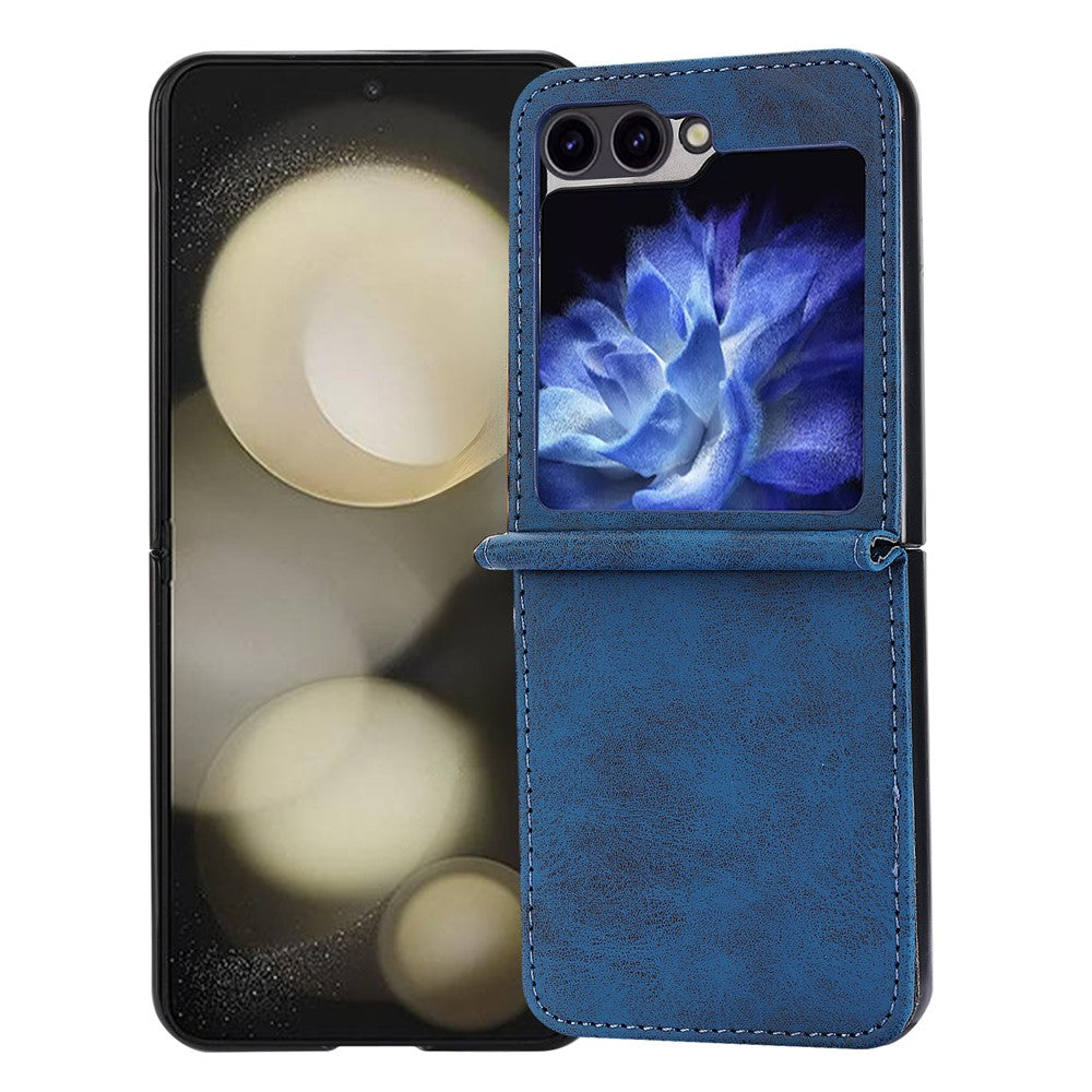 DF-05 For Samsung Galaxy Z Flip7 FE 5G / Z Flip6 5G Case PU Leather Magnetic Closure Phone Cover - Blue