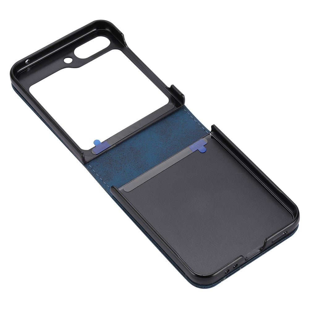 DF-05 For Samsung Galaxy Z Flip7 FE 5G / Z Flip6 5G Case PU Leather Magnetic Closure Phone Cover - Blue