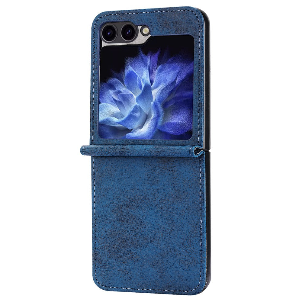 DF-05 For Samsung Galaxy Z Flip7 FE 5G / Z Flip6 5G Case PU Leather Magnetic Closure Phone Cover - Blue