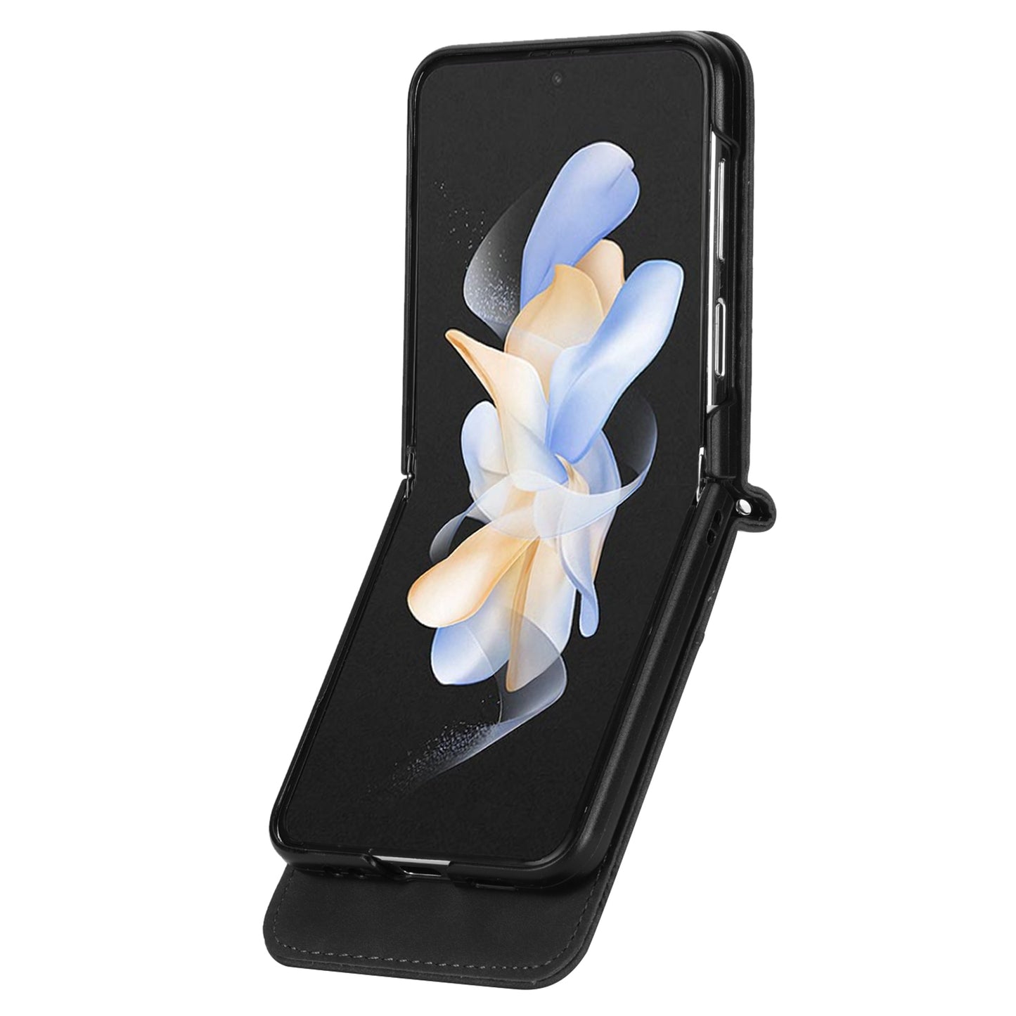DIERFENG DF-03 For Samsung Galaxy Z Flip6 5G Card Slot Case Lines Imprinted Phone Cover - Black