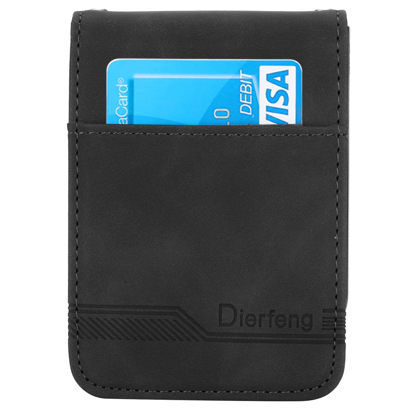 DIERFENG DF-03 For Samsung Galaxy Z Flip6 5G Card Slot Case Lines Imprinted Phone Cover - Black