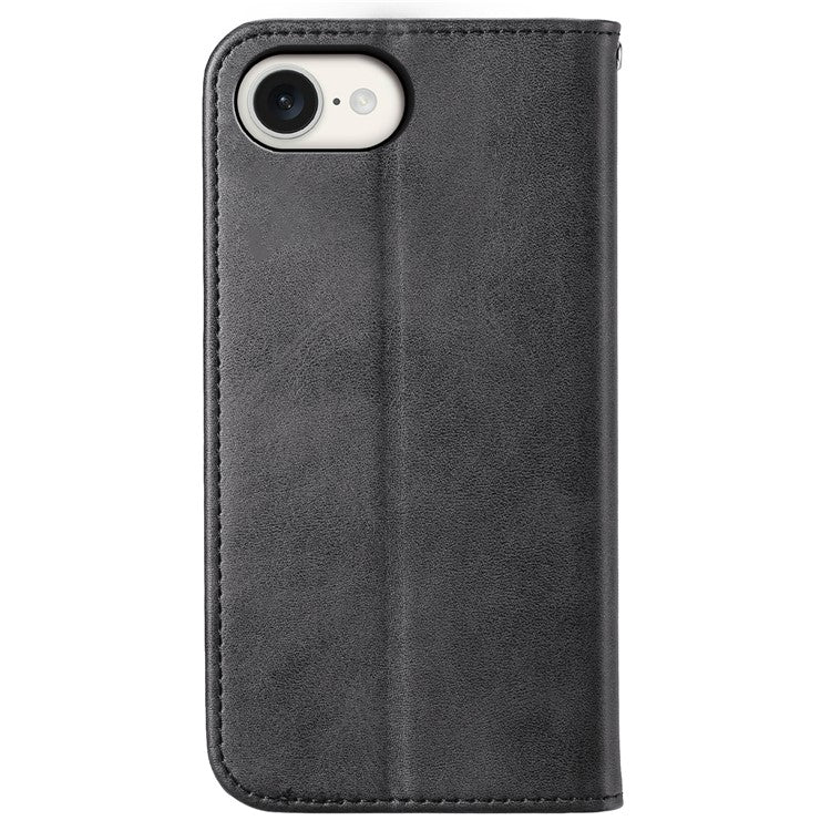 For iPhone 16e Wallet Case PU Leather Phone Cover Mobile Accessories Wholesale - Black