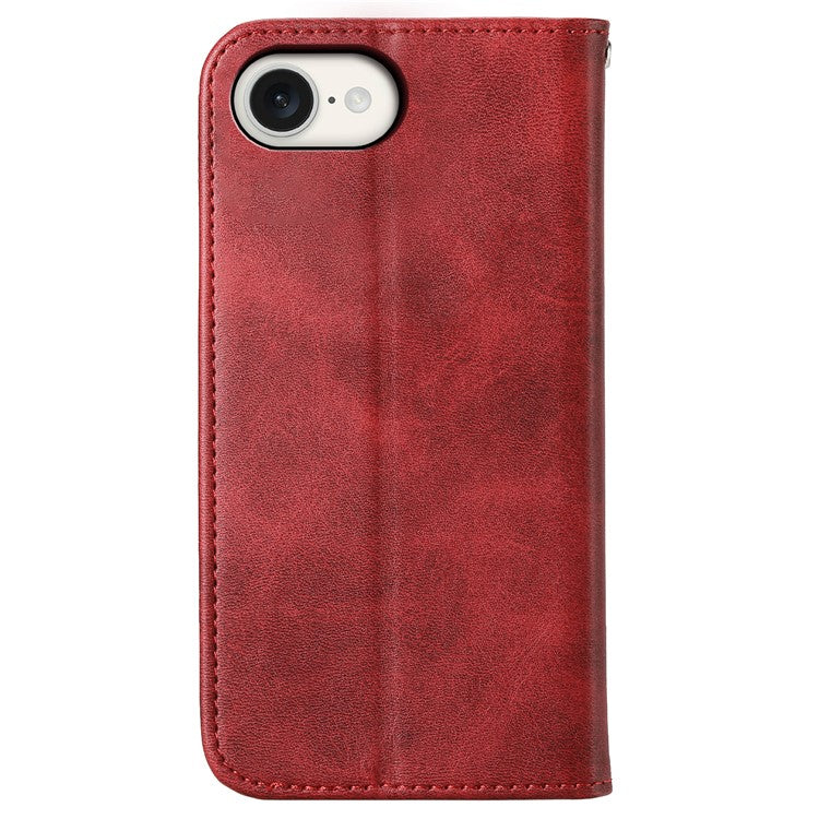 For iPhone 16e Wallet Case PU Leather Phone Cover Mobile Accessories Wholesale - Red
