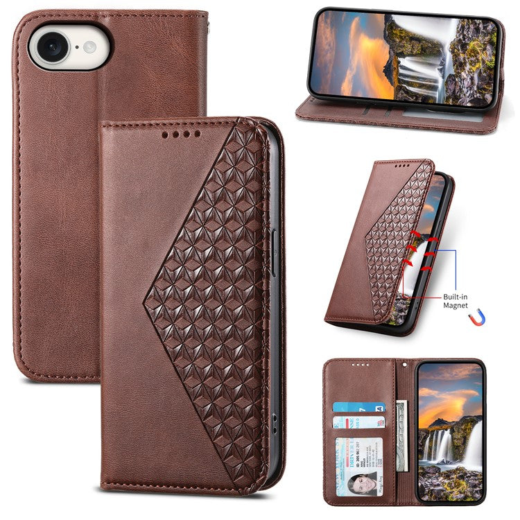 For iPhone 16e Wallet Case PU Leather Phone Cover Mobile Accessories Wholesale - Brown