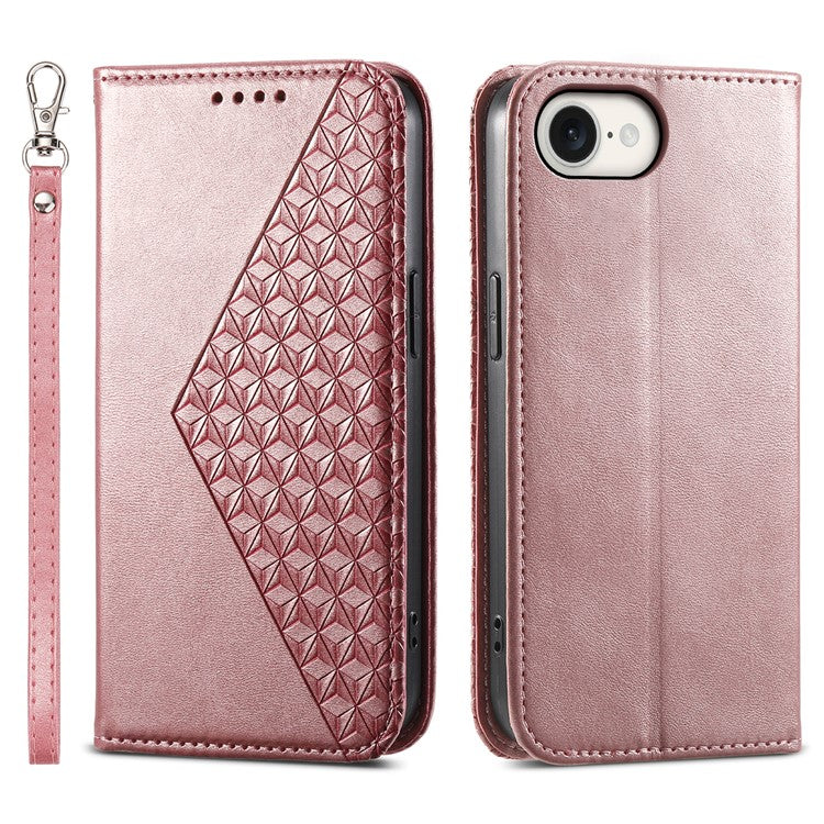 For iPhone 16e Wallet Case PU Leather Phone Cover Mobile Accessories Wholesale - Rose Gold