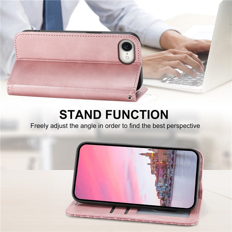 For iPhone 16e Wallet Case PU Leather Phone Cover Mobile Accessories Wholesale - Rose Gold