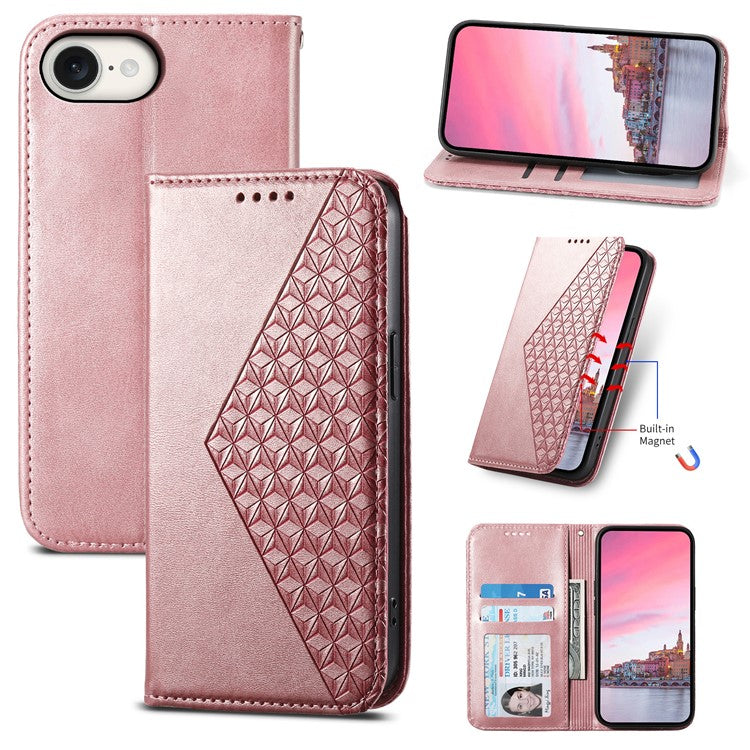 For iPhone 16e Wallet Case PU Leather Phone Cover Mobile Accessories Wholesale - Rose Gold