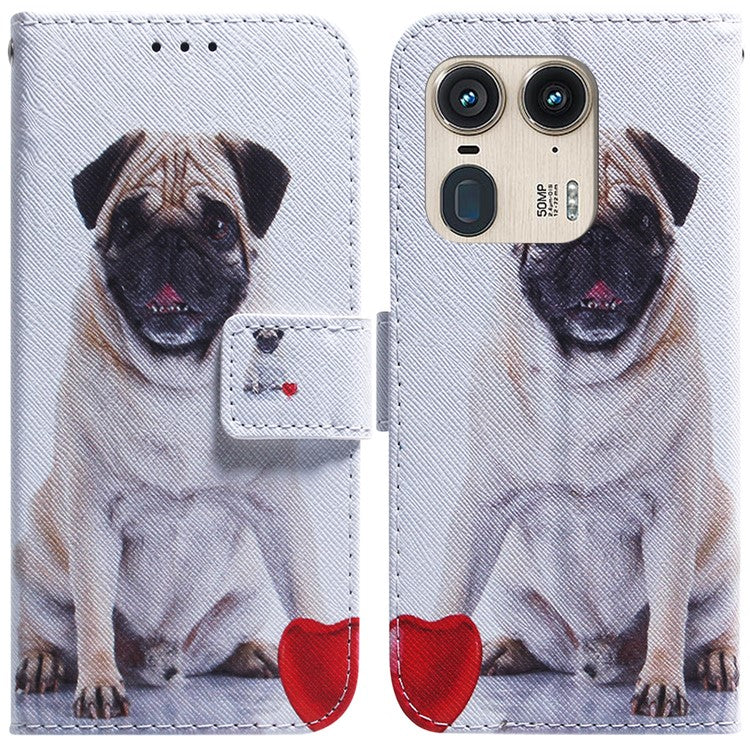 PU Leather Phone Case for Motorola Moto X50 Ultra 5G / Edge 50 Ultra Wallet Phone Stand Cover with Pattern Printing - Dog