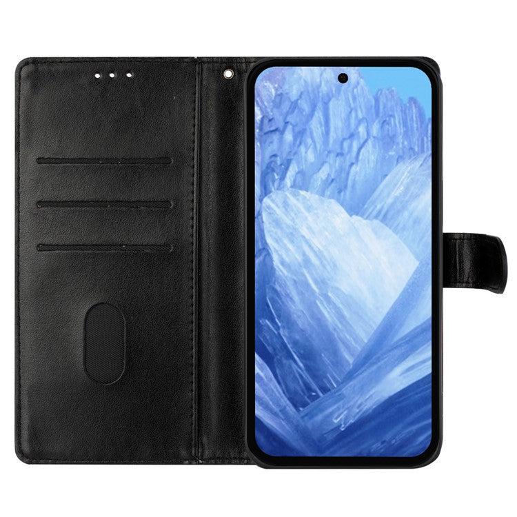 For Google Pixel 8a Wallet Phone Case Butterfly Floral Imprint Stand Leather Cover - Black