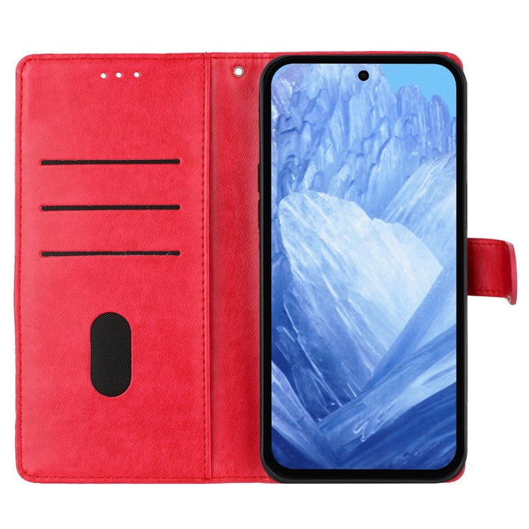 For Google Pixel 7a Case Butterfly Floral Imprint Leather Stand Phone Cover - Red