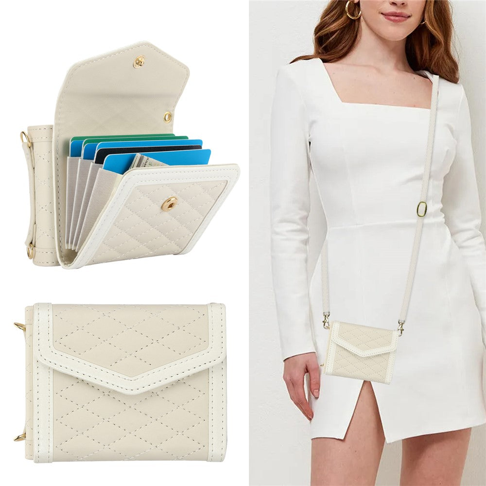 For Samsung Galaxy Z Flip7 FE 5G / Z Flip6 5G Case Card Holders PU Leather+PC Phone Cover with Detachable Shoulder Strap - White