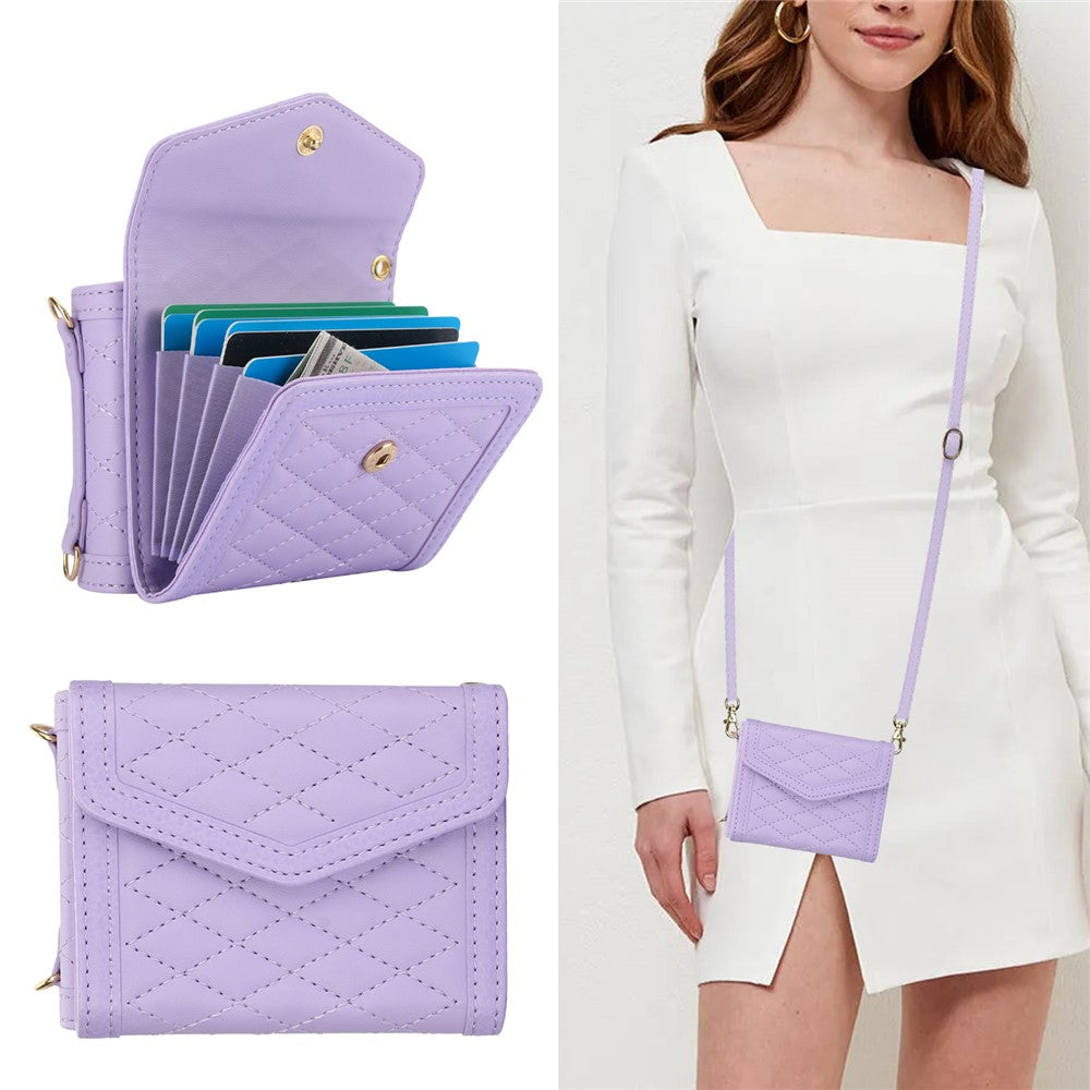 For Samsung Galaxy Z Flip7 FE 5G / Z Flip6 5G Case Card Holders PU Leather+PC Phone Cover with Detachable Shoulder Strap - Purple