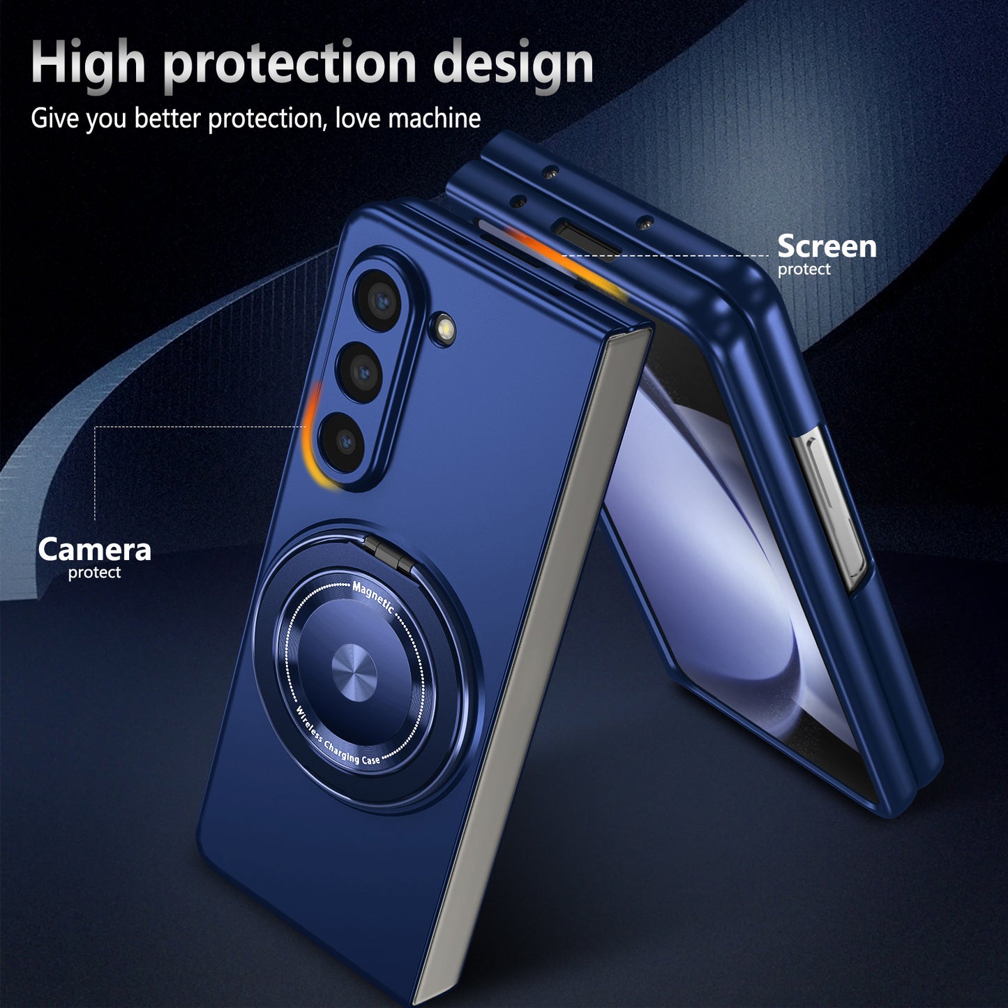 For Samsung Galaxy Z Fold6 5G Case Magnetic Kickstand Hard PC Shockproof Protective Cover - Sapphire