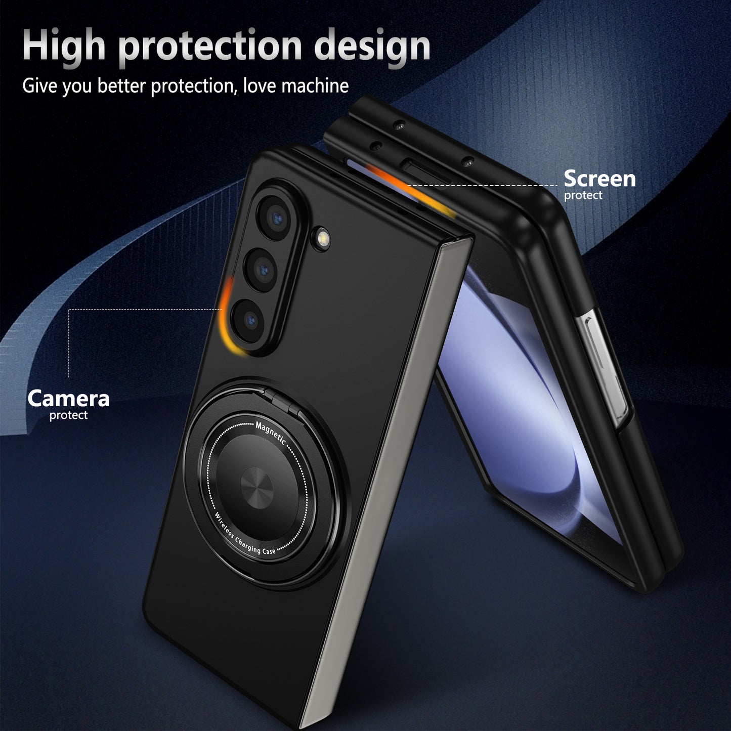 For Samsung Galaxy Z Fold6 5G Case Magnetic Kickstand Hard PC Shockproof Protective Cover - Black