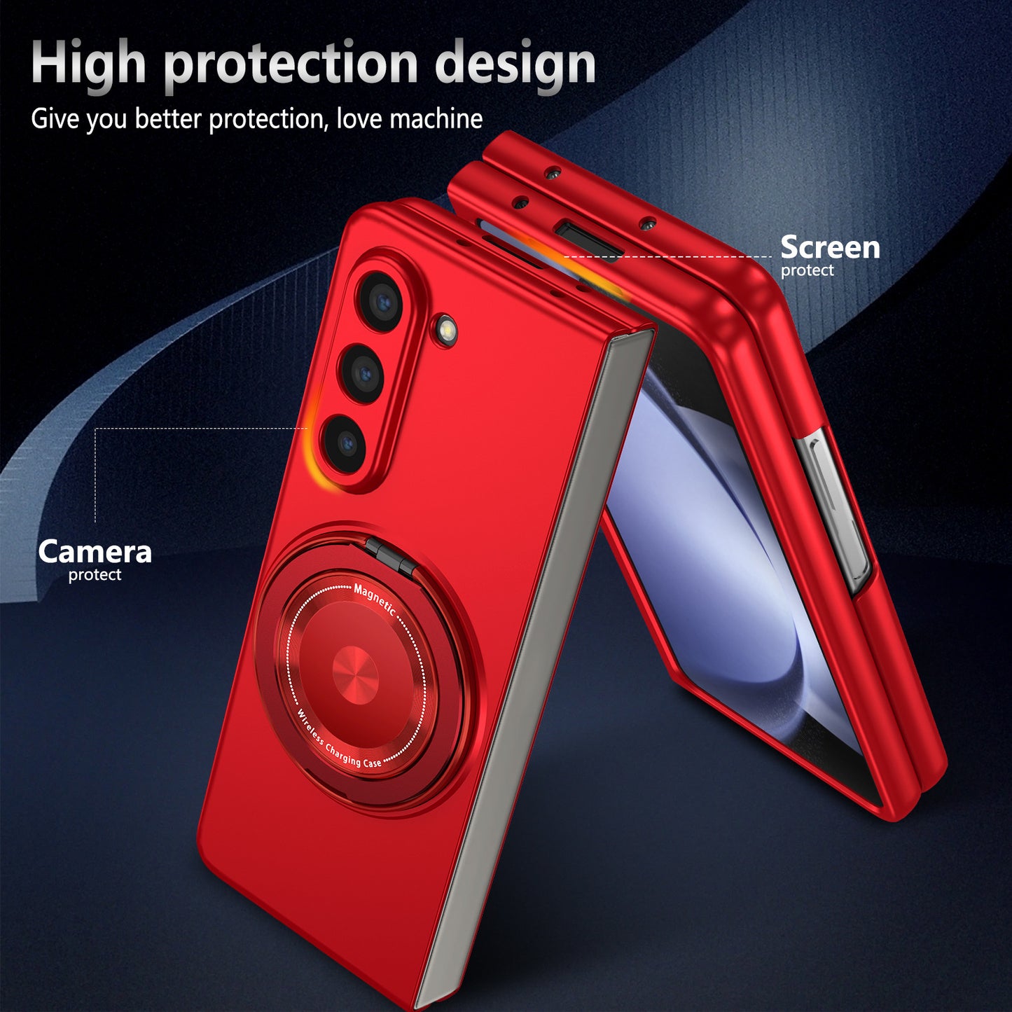 For Samsung Galaxy Z Fold6 5G Case Magnetic Kickstand Hard PC Shockproof Protective Cover - Red