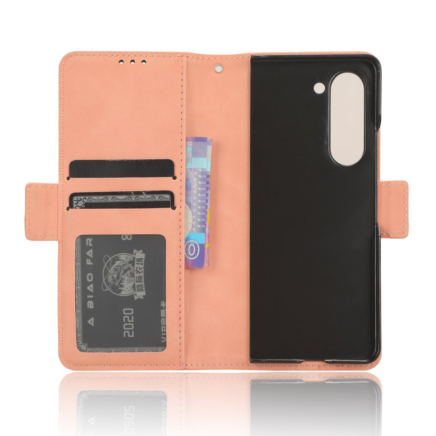 For Samsung Galaxy Z Fold6 5G Case Multiple Card Slots Leather Wallet Folding Phone Cover - Pink
