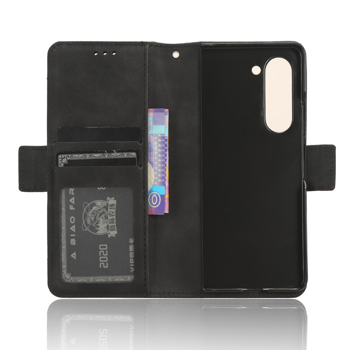 For Samsung Galaxy Z Fold6 5G Case Multiple Card Slots Leather Wallet Folding Phone Cover - Black
