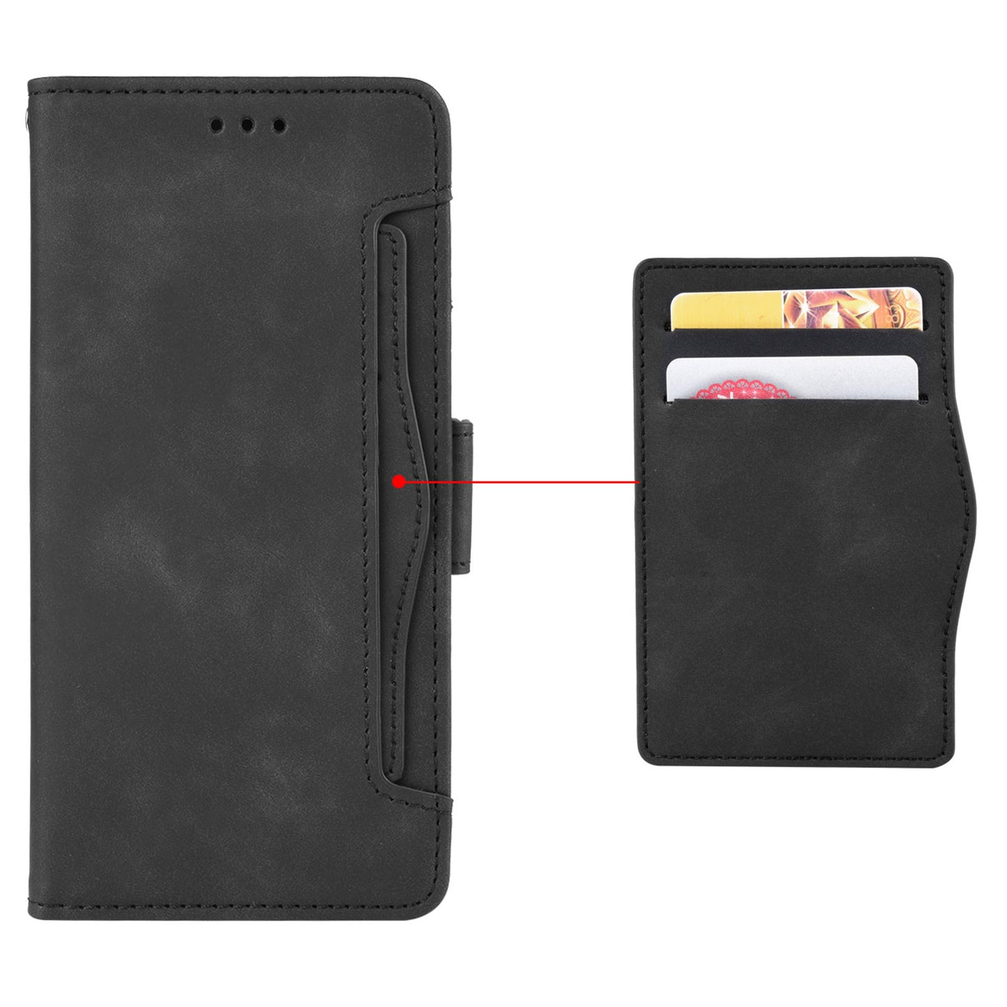 For Samsung Galaxy Z Fold6 5G Case Multiple Card Slots Leather Wallet Folding Phone Cover - Black