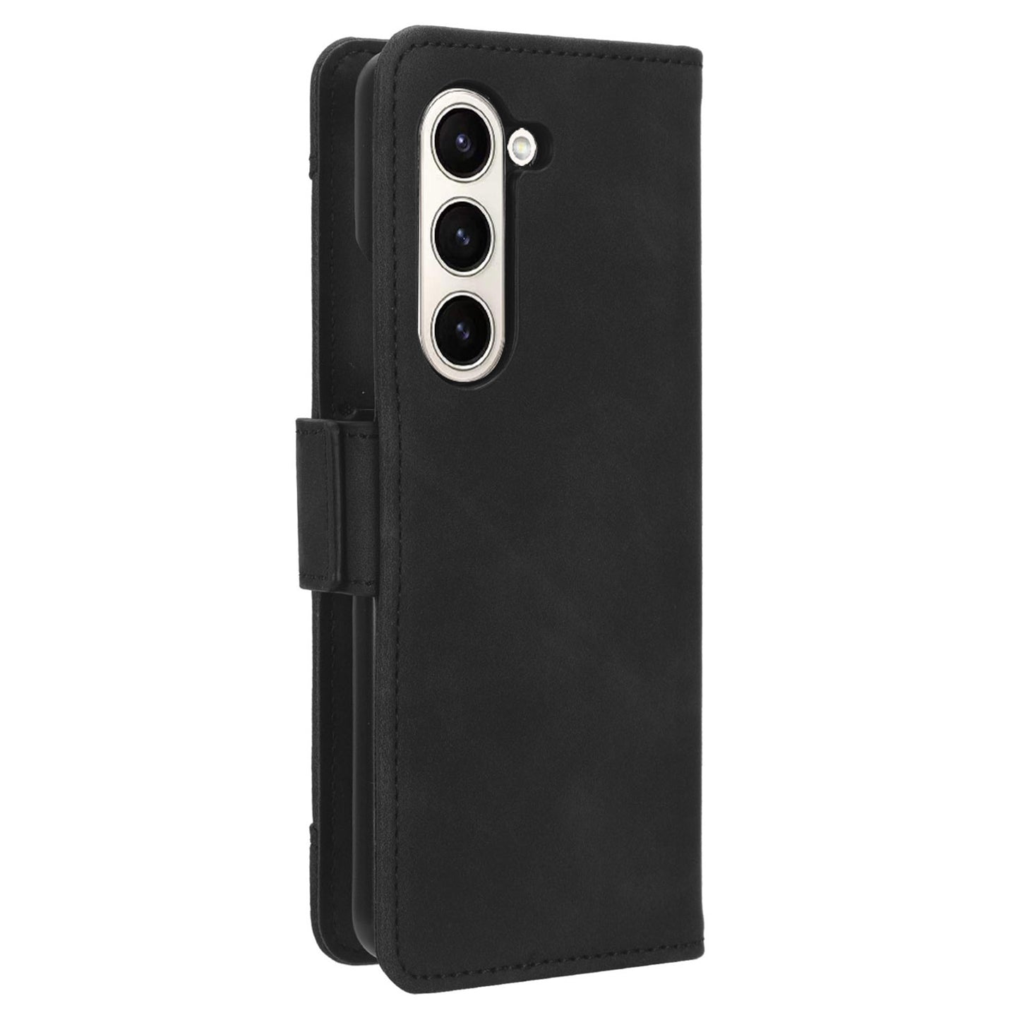 For Samsung Galaxy Z Fold6 5G Case Multiple Card Slots Leather Wallet Folding Phone Cover - Black