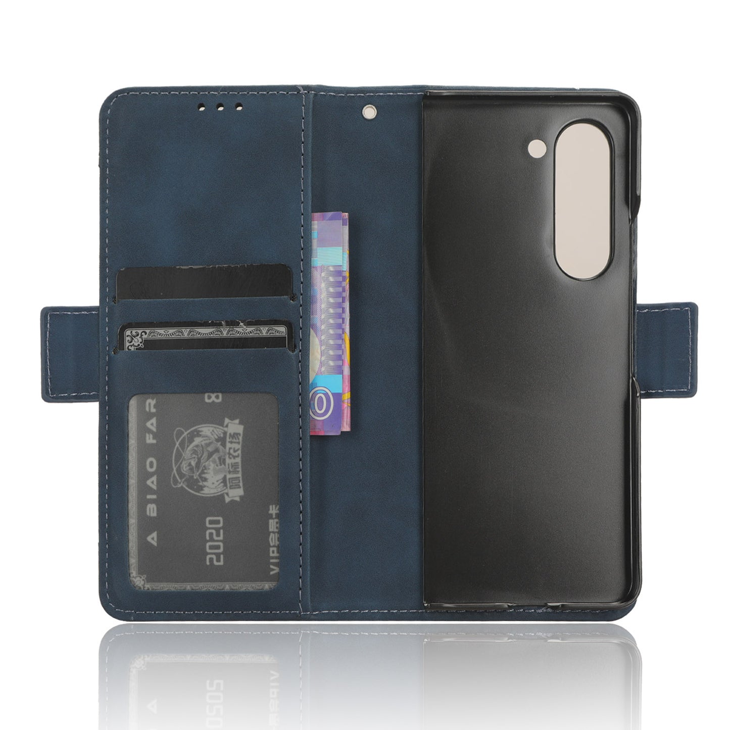 For Samsung Galaxy Z Fold6 5G Case Multiple Card Slots Leather Wallet Folding Phone Cover - Blue
