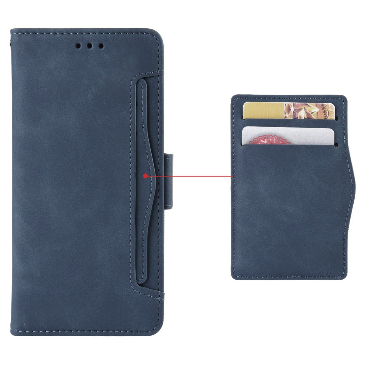 For Samsung Galaxy Z Fold6 5G Case Multiple Card Slots Leather Wallet Folding Phone Cover - Blue