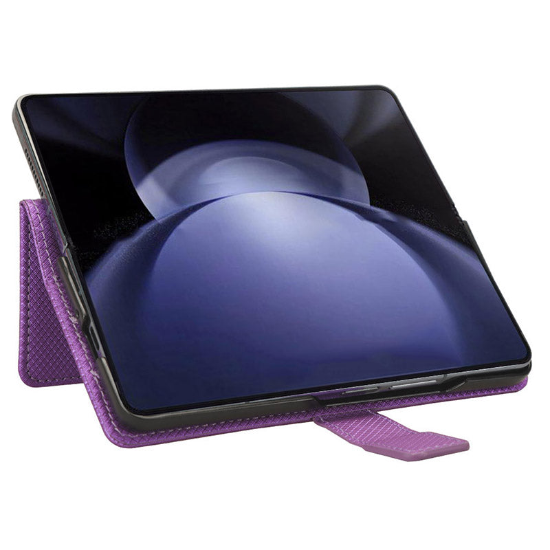 For Samsung Galaxy Z Fold6 5G Case PU Leather+PC Phone Cover with Wallet - Purple