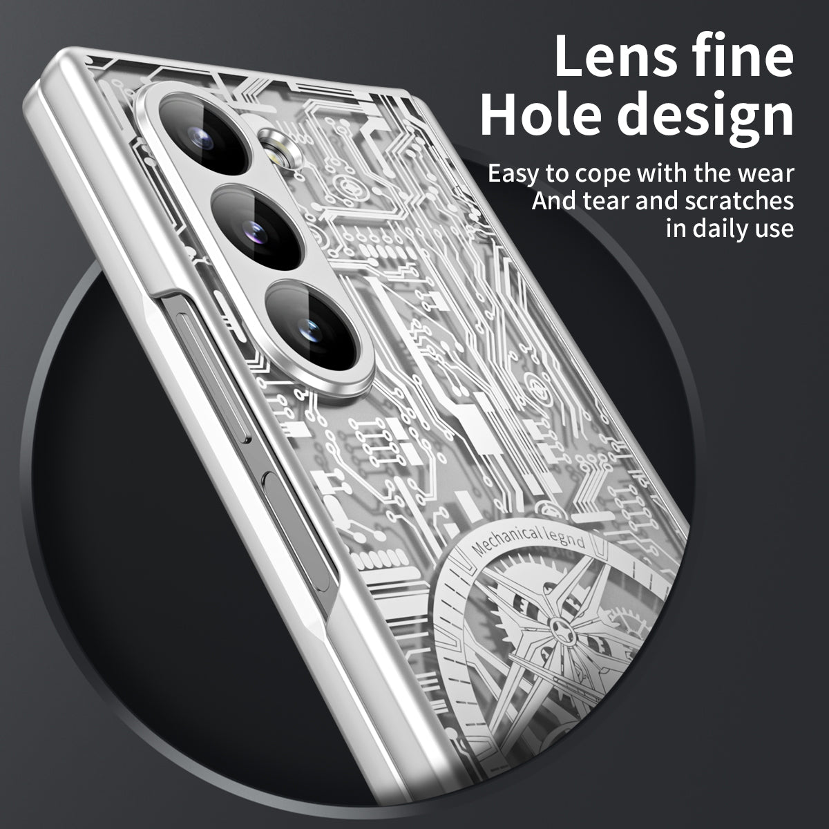 Mechanical Legend Series For Samsung Galaxy Z Fold6 5G Case Electroplated PC Phone Cover with Screen Film - Silver