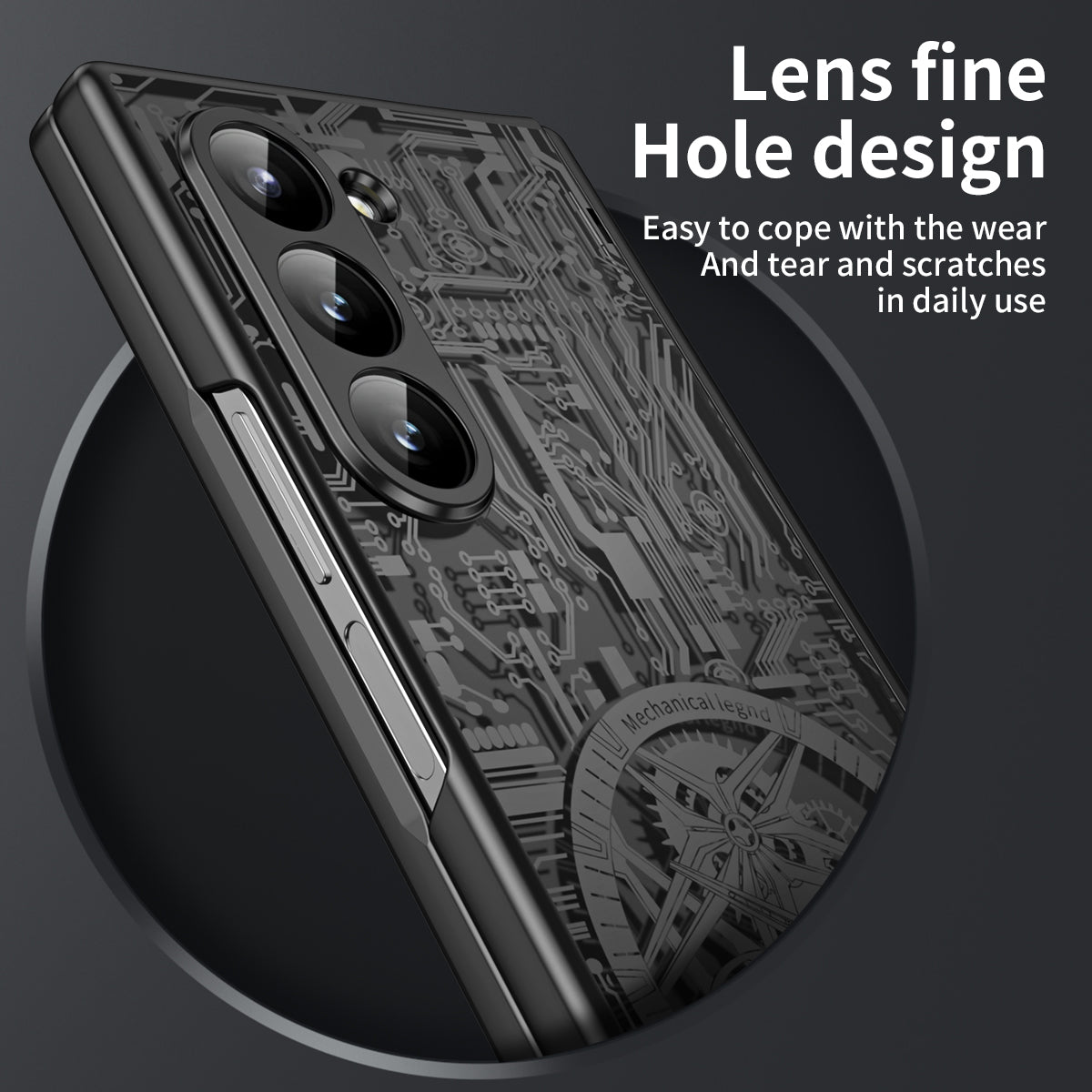 Mechanical Legend Series For Samsung Galaxy Z Fold6 5G Case Electroplated PC Phone Cover with Screen Film - Black