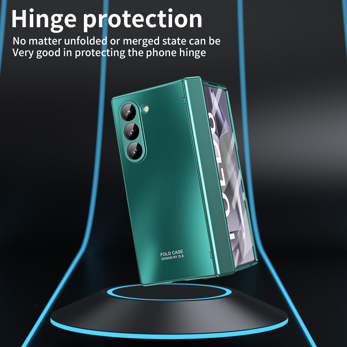 For Samsung Galaxy Z Fold6 5G Phone Case Hard PC Shockproof Cover with Front Screen Film - Green