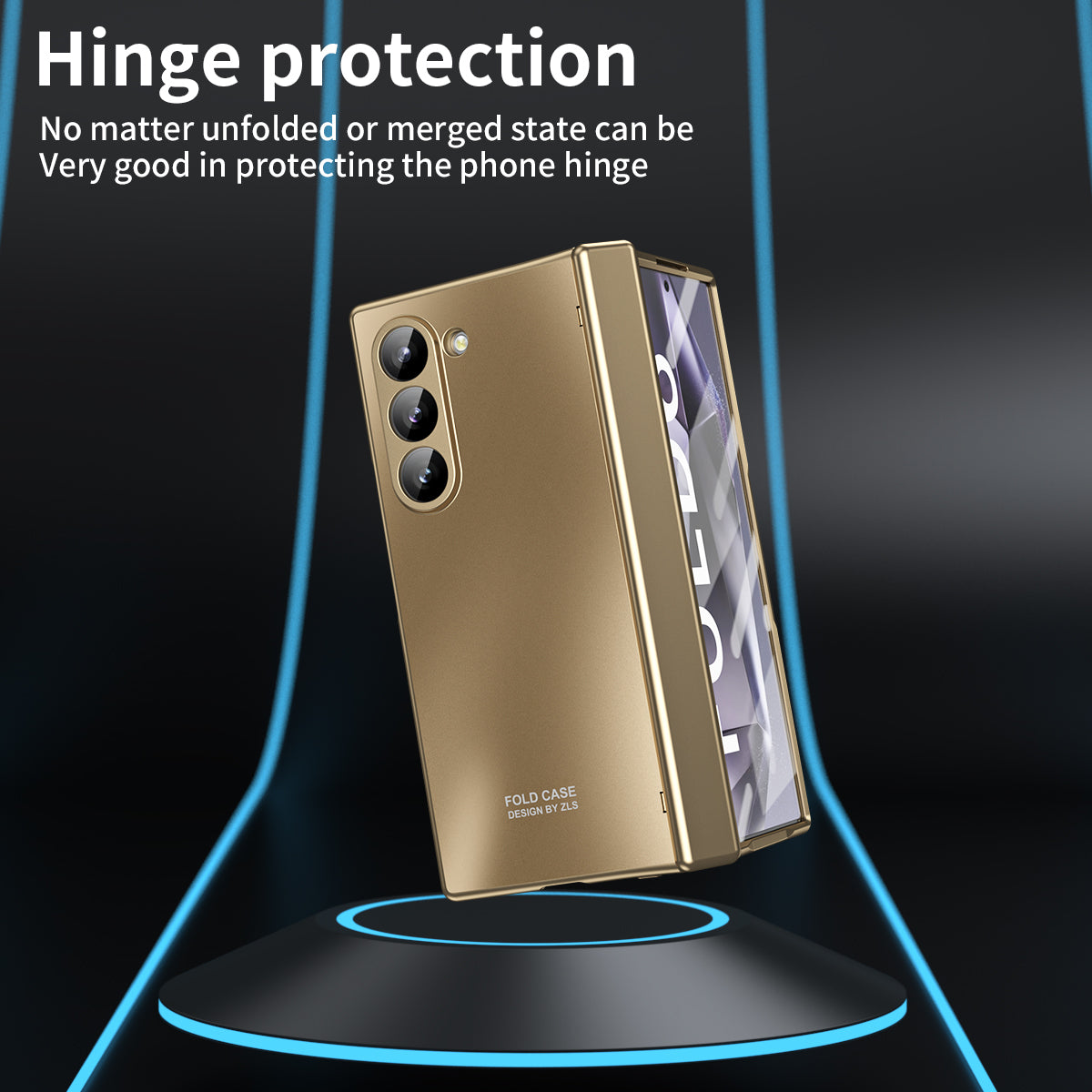 For Samsung Galaxy Z Fold6 5G Phone Case Hard PC Shockproof Cover with Front Screen Film - Champagne Gold